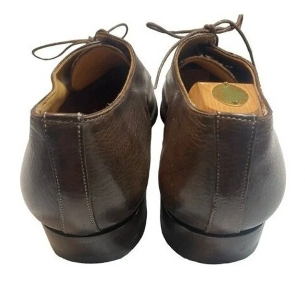 Santoni Mens Brown Leather Derby Shoes Lace Up Textured Made in Italy Size 11 D‎